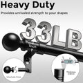 Black 1-Inch Adjustable Heavy Duty Curtain Rods (36-91 In) - Telescopic Splicing Metal Drapery Pole, Easy Installation Modern Window Treatment Accessory for Home Decoration Curtain, Window Drapes, Home Textile
