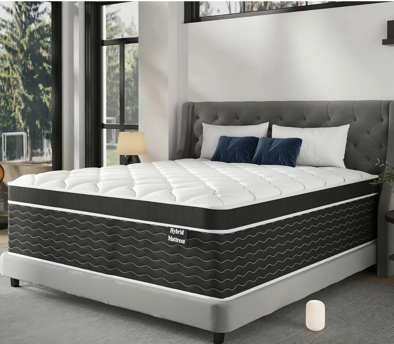 Ruoysun King Size Firm Hybrid Mattress, 12-in Airbed Mattresses in a Box btu portable