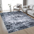 5x7 Modern Geometric Pattern Area Rug, Washable Soft Thin No-Slip Stain-Resistant Indoor Carpet for Living Room, Bedroom - Black